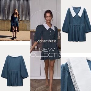 ZARA SHORT DRESS WITH BIB COLLAR